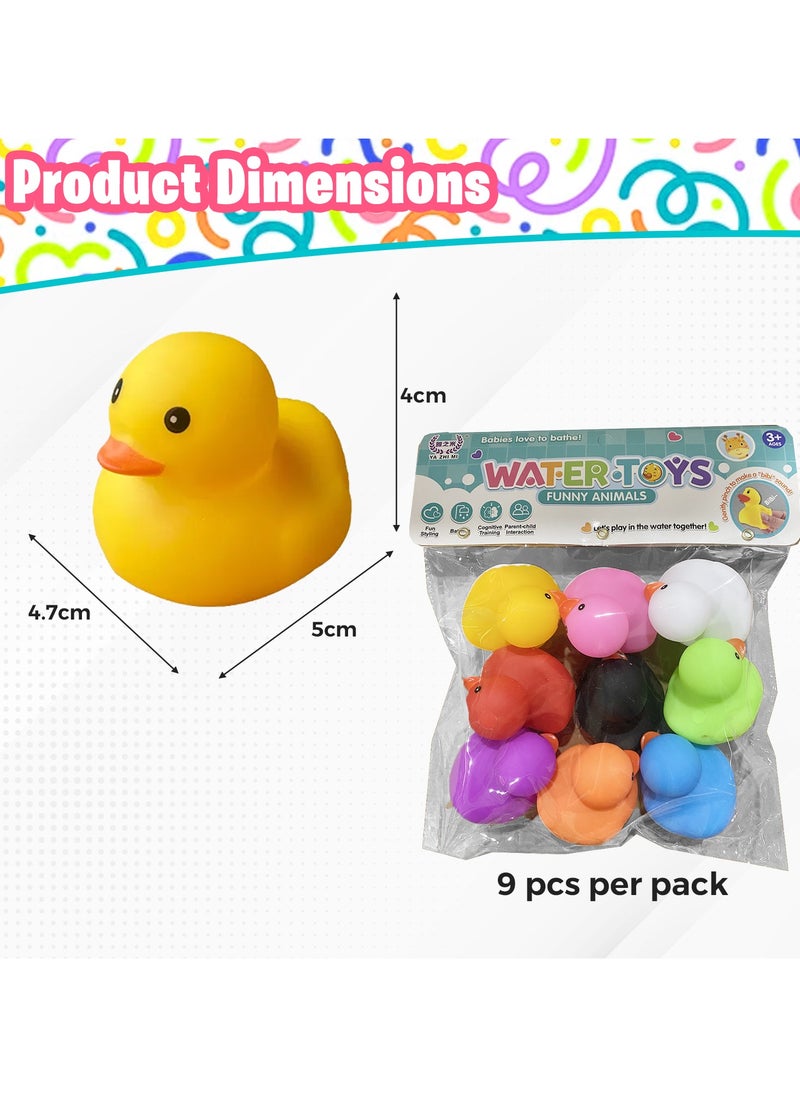 Home Smart Home Smart Bath Duck Toys Set of 9PCs Assorted Color for Children's Baby Shower Party Decoration for Toddlers Boys and Girls  - Image 3