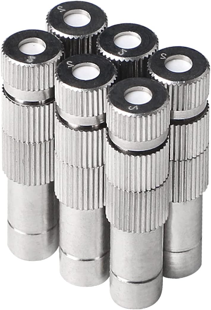 Aopin فوهات رذاذ نحاسية قابلة للتعديل بقطر 6 مم مع موصل سريع لتدفق المياه 04 مم 0015 فوهة رذاذ ضبابي للتهوية الخارجية، ري الحدائق، النوافير، البيوت الزجاجية - 6 قطع - Image 1