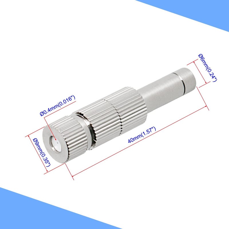 Aopin فوهات رذاذ نحاسية قابلة للتعديل بقطر 6 مم مع موصل سريع لتدفق المياه 04 مم 0015 فوهة رذاذ ضبابي للتهوية الخارجية، ري الحدائق، النوافير، البيوت الزجاجية - 6 قطع - Image 2