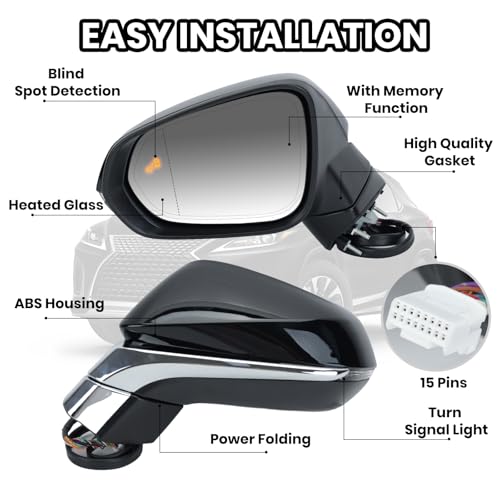 MOFOAP Right Passenger Side Mirror For 2016-2022 Lexus RX350 2018-2022 RX350L RX450h RX451hL Mirrors with Blind Spot Indicator,Heated,Memory,Turn Signal Indicator,Auto Folding,without Camera - Image 3