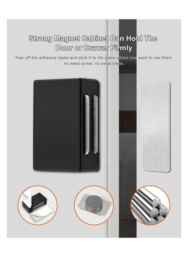 Excefore Cabinet Magnetic Catch Adhesive, 8 Pack Magnetic Door Catch Strong Cabinet Door Magnet Latch Kitchen Magnetic Latch for Cupboard Magnetic Closure Closet Door Closing for Drawer Black  - Image 2