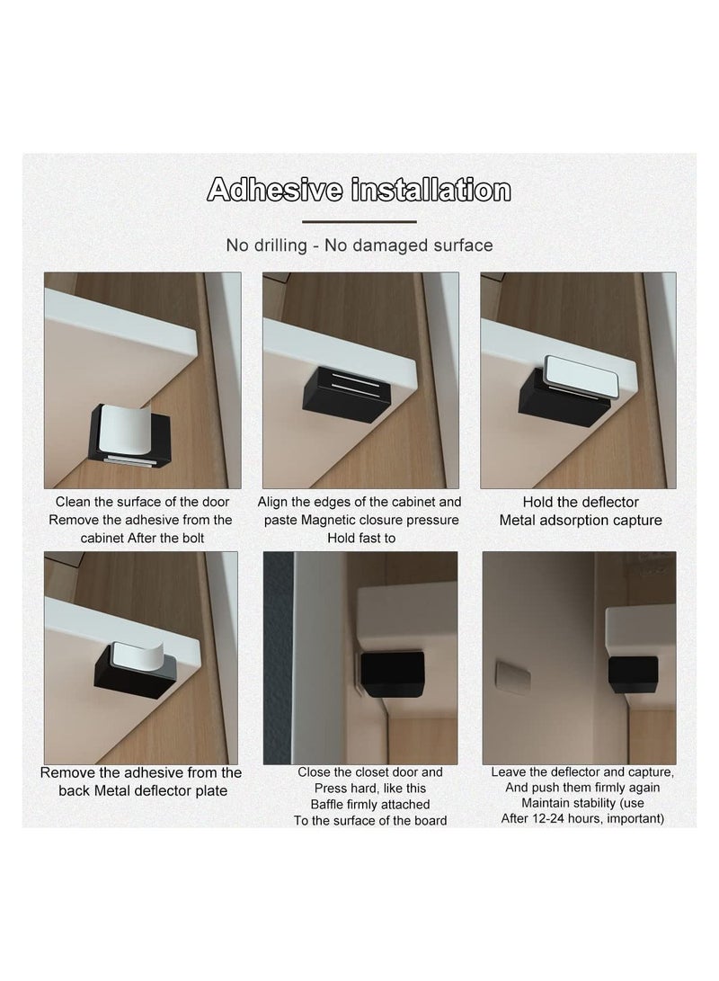 Excefore Cabinet Magnetic Catch Adhesive, 8 Pack Magnetic Door Catch Strong Cabinet Door Magnet Latch Kitchen Magnetic Latch for Cupboard Magnetic Closure Closet Door Closing for Drawer Black  - Image 4