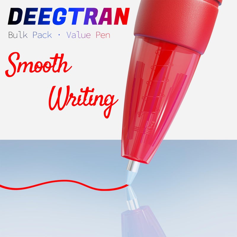 deegtran Pens Bulk, 30 Pack No Bleed Red Ink Click Pens with Soft Grip, Wholesale Retractable Ballpoint Pens for Office School, Medium Point Smooth 1.0MM - Image 3