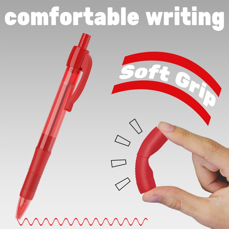 deegtran Pens Bulk, 30 Pack No Bleed Red Ink Click Pens with Soft Grip, Wholesale Retractable Ballpoint Pens for Office School, Medium Point Smooth 1.0MM - Image 4