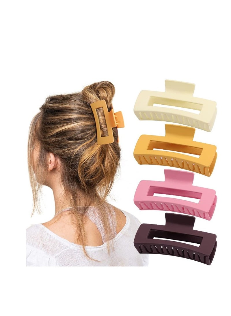 Generic Kanitor Hair Clips for Women - 4 Pieces French Style Matte Banana Rectangle Non-Slip Hair Clips for Thick Hair 