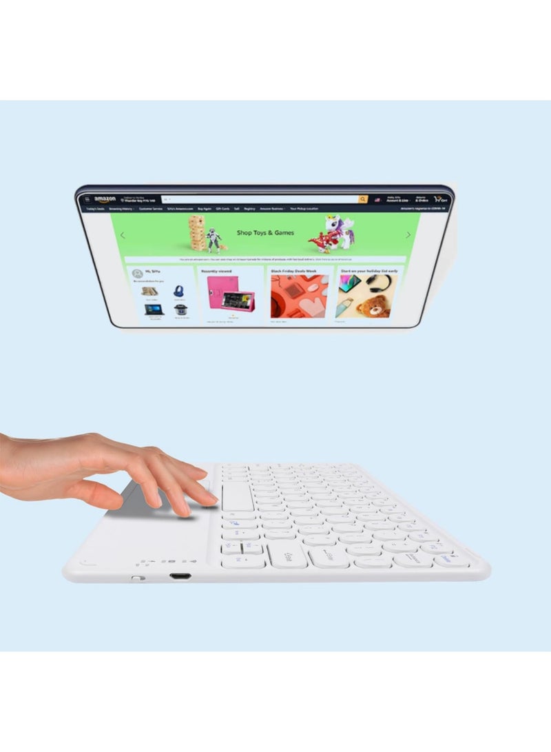 Rock Pow Wireless Bluetooth Keyboard with Touchpad 10 inch Portable Rechargeable Slim Keyboard for iPad Pro iPad Air iPad 9.7 iPad 10.2 iPad Mini and Other iOS Android Windows Tablet Computer and Phone Devices Universal  - Image 4
