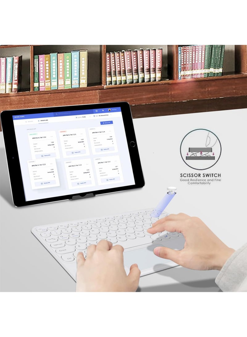 Rock Pow Wireless Bluetooth Keyboard with Touchpad 10 inch Portable Rechargeable Slim Keyboard for iPad Pro iPad Air iPad 9.7 iPad 10.2 iPad Mini and Other iOS Android Windows Tablet Computer and Phone Devices Universal  - Image 3