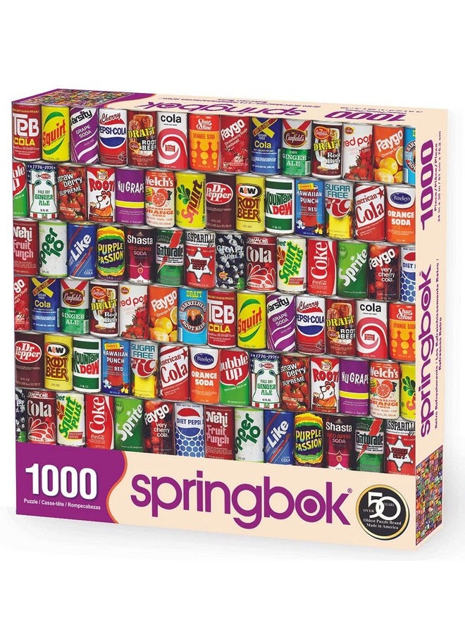 Springbok - Springbok - Retro Refreshments - 1000 Piece Jigsaw Puzzle- Vintage soft drink can collage to challenge your brain - Image 1