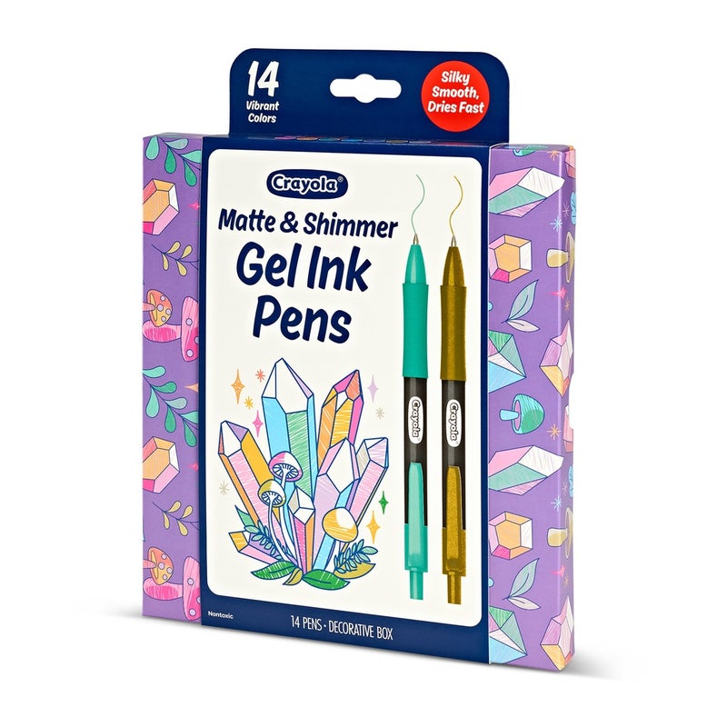 Crayola Gel Ink Pen Marker Set, 14 Matte & Glitter Pens, Gel Pens for Coloring, Fine Point, Gift for Kids & Teens, Ages 4+ - Image 4