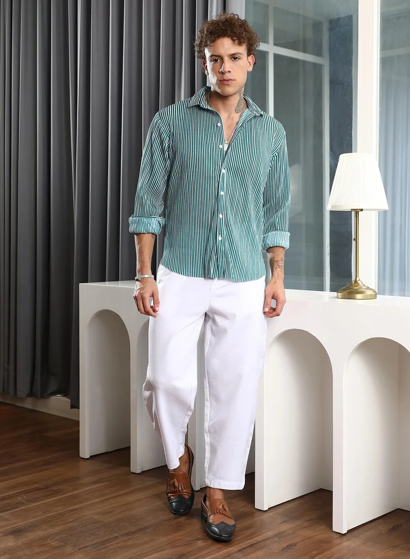 Campus Sutra Pleat-Creased Shirt