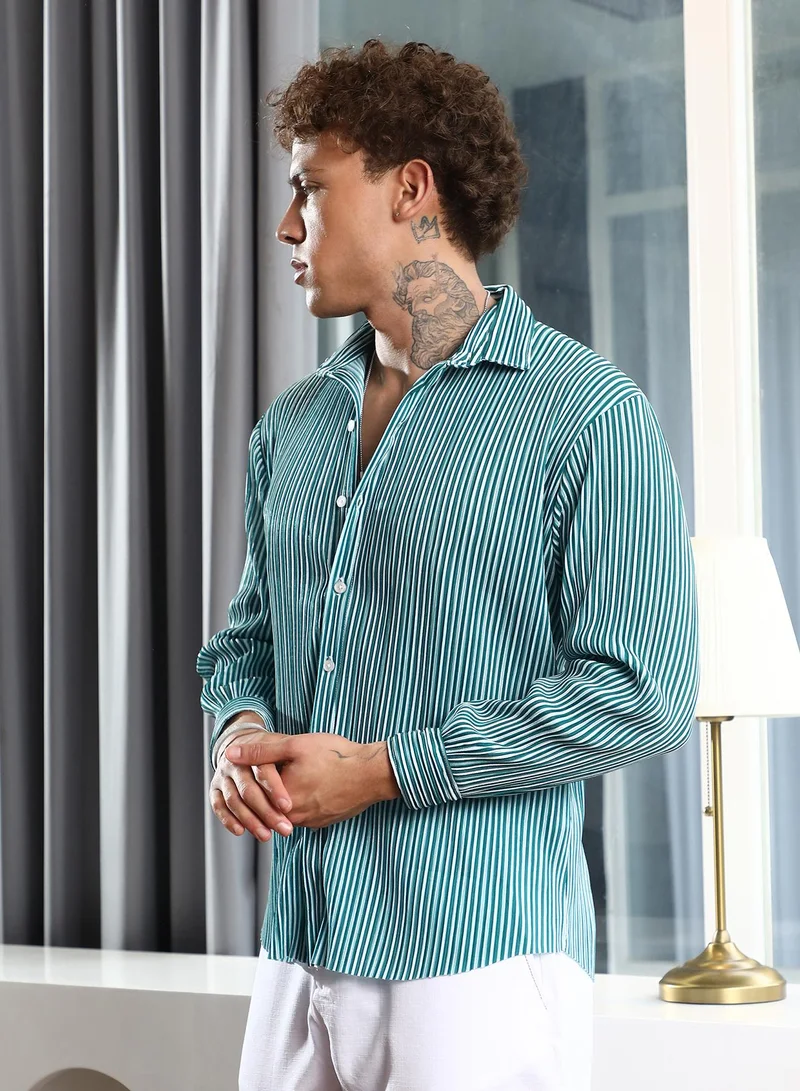 Campus Sutra Pleat-Creased Shirt