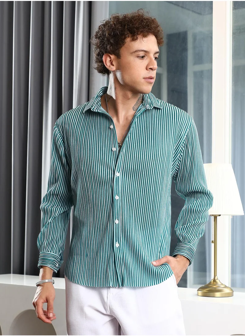 Campus Sutra Pleat-Creased Shirt