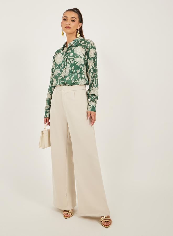 Styli Floral Print Spread Collar Oversized Shirt  - Image 2