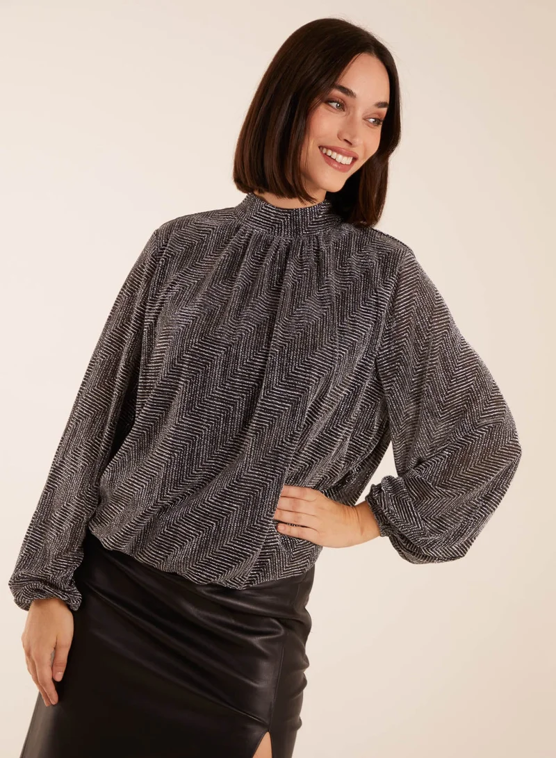 بلو فانيلا Puffball High Neck Top