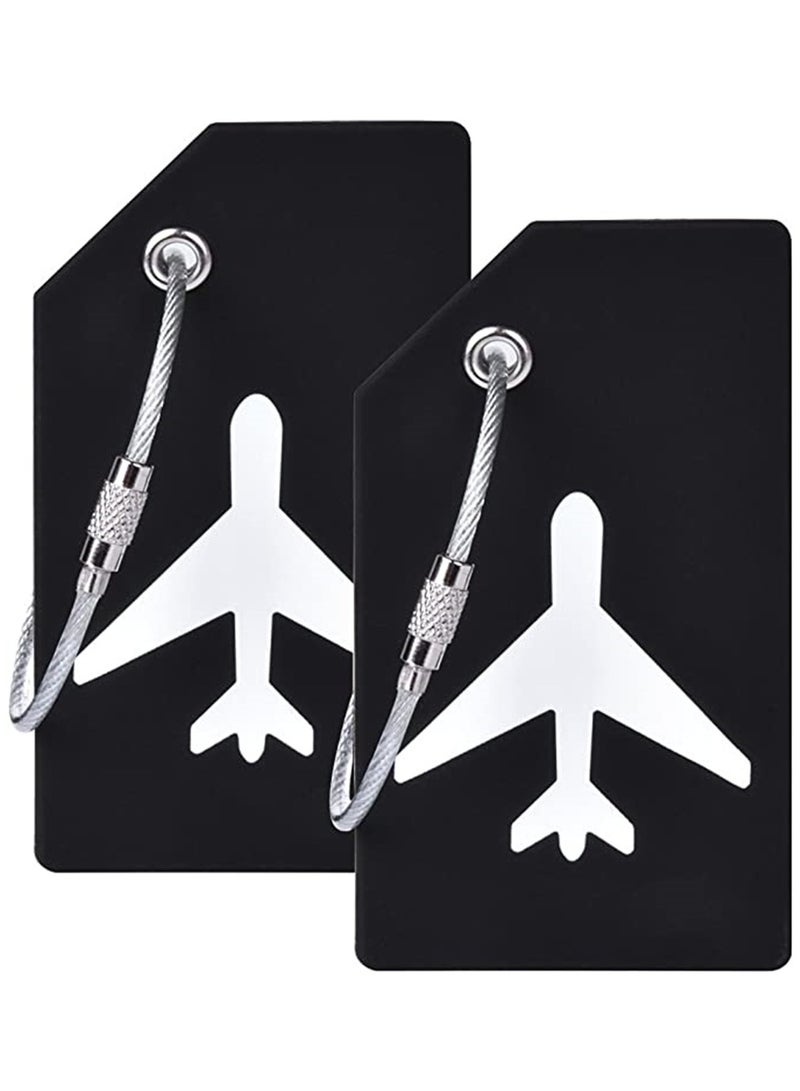 5 Pack Silicone Luggage Tags with Name ID Card - Quick Spot Anti-Lost Tags for Suitcases, Personalized Travel Accessories with Stainless Steel Loop (Black) - Image 2