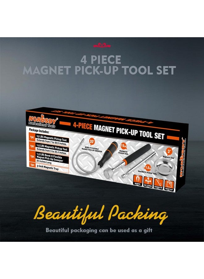 HORUSDY 4 Pack Telescoping Magnetic Pickup Tool - Extendable Magnetic Pick Up Tools，Flexible Bendable Spring Magnet Stick - Image 2