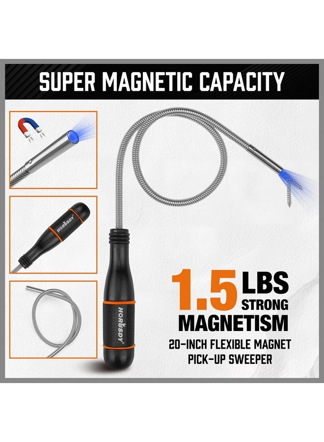 HORUSDY 4 Pack Telescoping Magnetic Pickup Tool - Extendable Magnetic Pick Up Tools，Flexible Bendable Spring Magnet Stick - Image 4