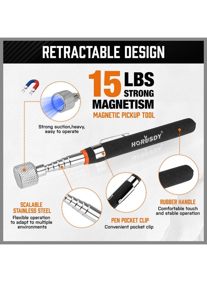 HORUSDY 4 Pack Telescoping Magnetic Pickup Tool - Extendable Magnetic Pick Up Tools，Flexible Bendable Spring Magnet Stick - Image 5