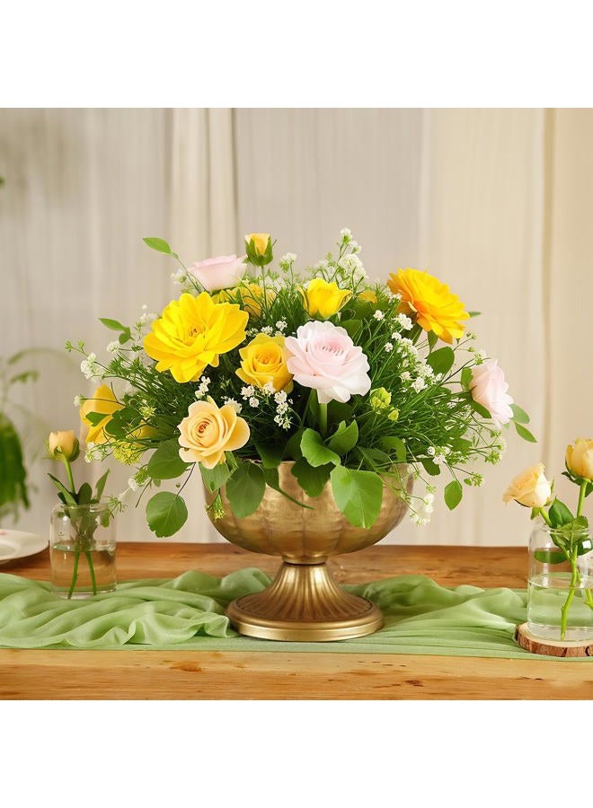 ASHELYULLA Retro Gold Vases for Centerpieces Set of 8 Brass Metal Vases for Flowers Decorative Pedestal Bowl for Table Centerpieces Floral Arrangments on Housewarming Wedding Party - Image 2