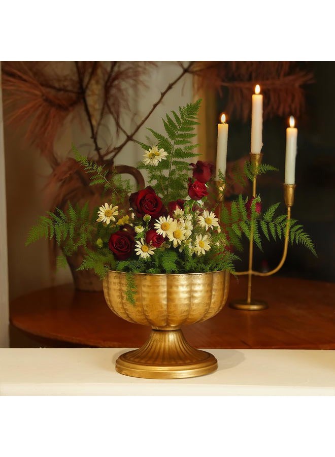 ASHELYULLA Retro Gold Vases for Centerpieces Set of 8 Brass Metal Vases for Flowers Decorative Pedestal Bowl for Table Centerpieces Floral Arrangments on Housewarming Wedding Party - Image 3