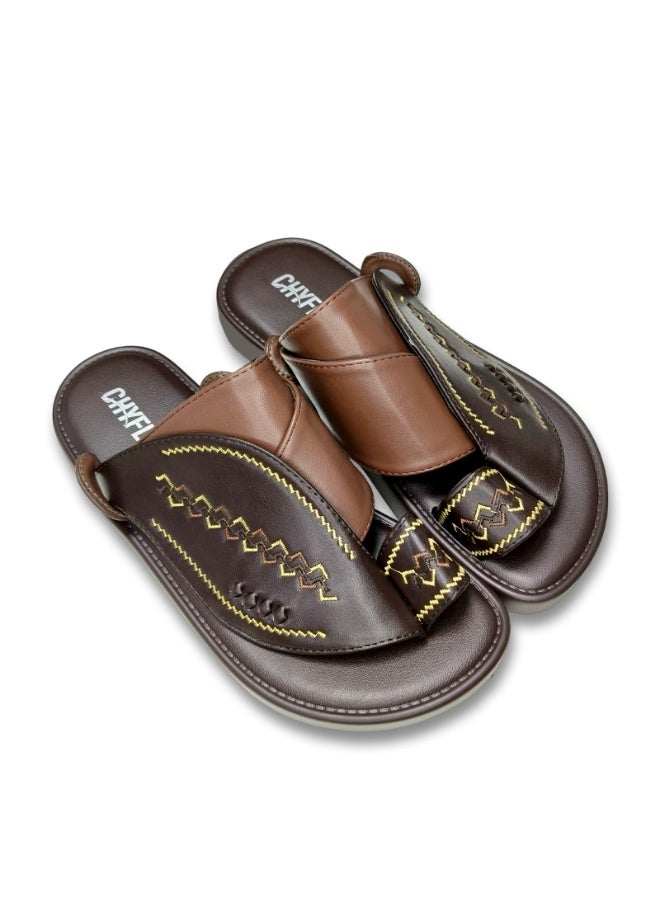 Men Fashion Slip On Slippers Embroidery Splicing Footwear - Image 1