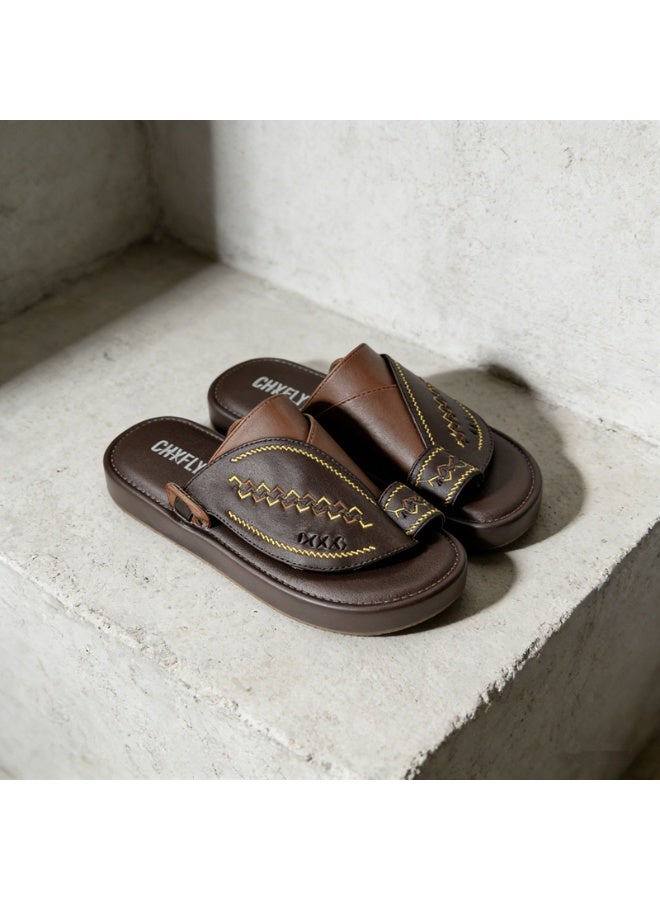 Men Fashion Slip On Slippers Embroidery Splicing Footwear - Image 5