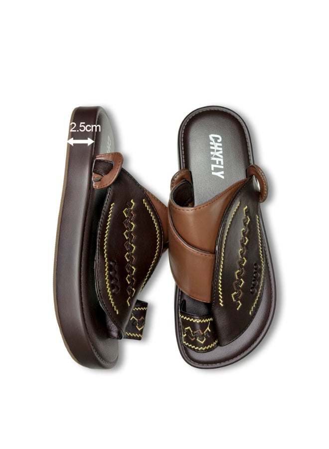 Men Fashion Slip On Slippers Embroidery Splicing Footwear - Image 3