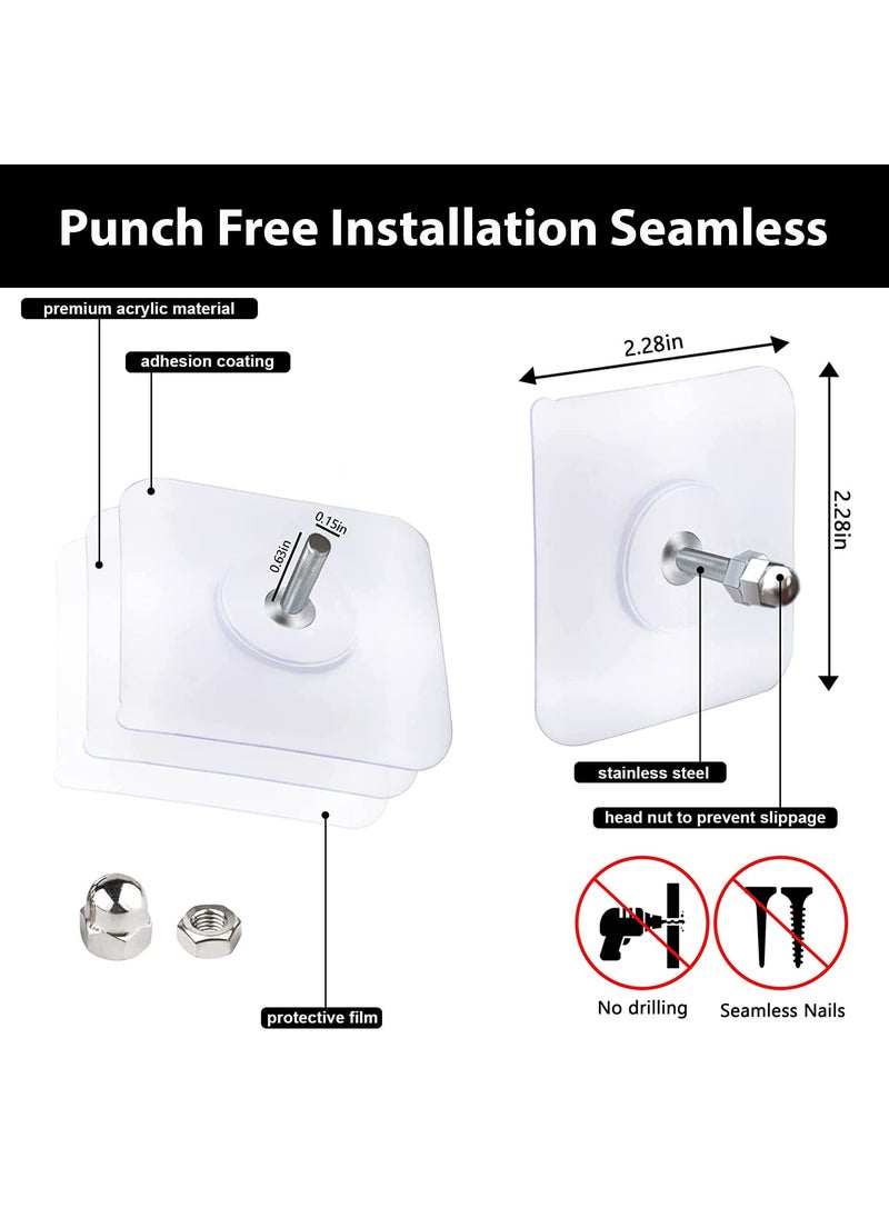 Zureni Zureni Self Adhesive Nails Wall Hooks Strong NonTrace No Drilling Installation Sticky Hook for Hanging Photo Frame Kitchen Bathroom Office Pack of 10 Transparent  - Image 4