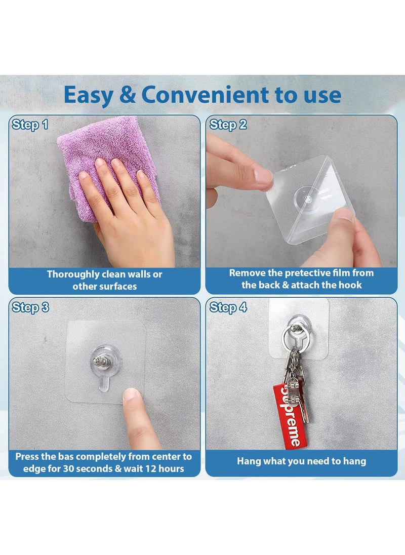 Zureni Zureni Self Adhesive Nails Wall Hooks Strong NonTrace No Drilling Installation Sticky Hook for Hanging Photo Frame Kitchen Bathroom Office Pack of 10 Transparent  - Image 5