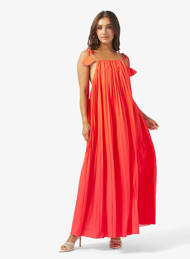 Ginger Halter Neck Plisse Maxi Dress