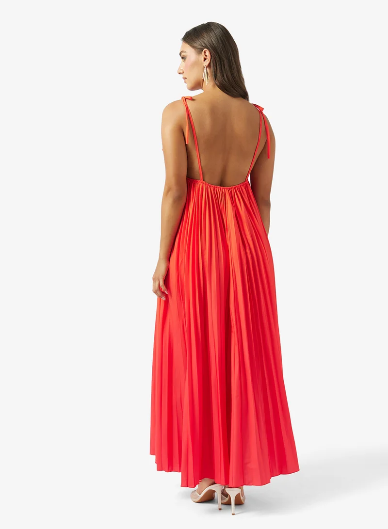 Ginger Halter Neck Plisse Maxi Dress