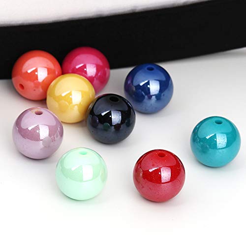 100 Round AB Multicolor Acrylic Beads 14mm Diameter with 19mm Hole