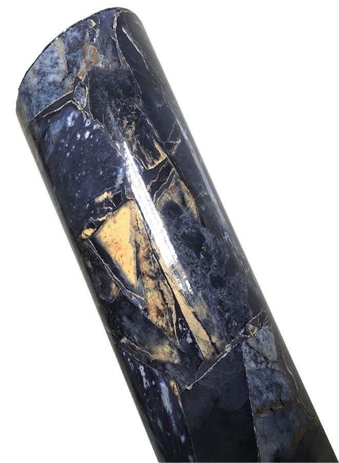Teemall Self Adhesive Sapphire Look Marble Gloss Film Contact Paper Shelf Liner Drawer Cabinet Sticker 15.6inch by 78inch Blue - Image 5