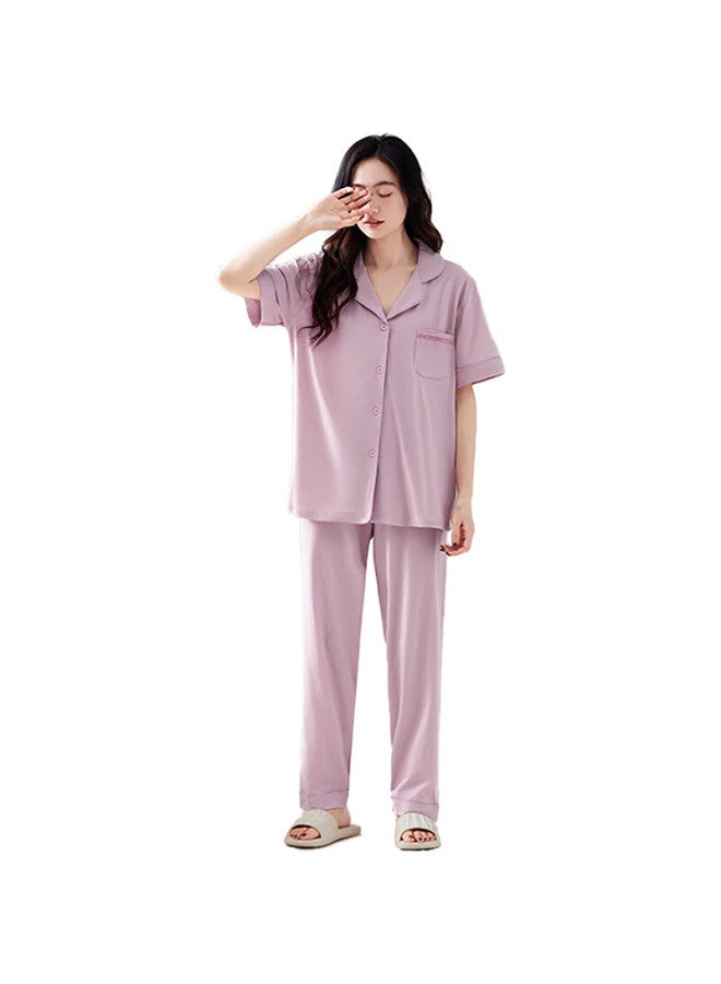 Your Sun Yiershuang Women's Pajamas, Summer Thin Style, Cardigan Short-sleeve Long Pants, Loose-fitting Loungewear Set For Outdoor Wear - Image 2