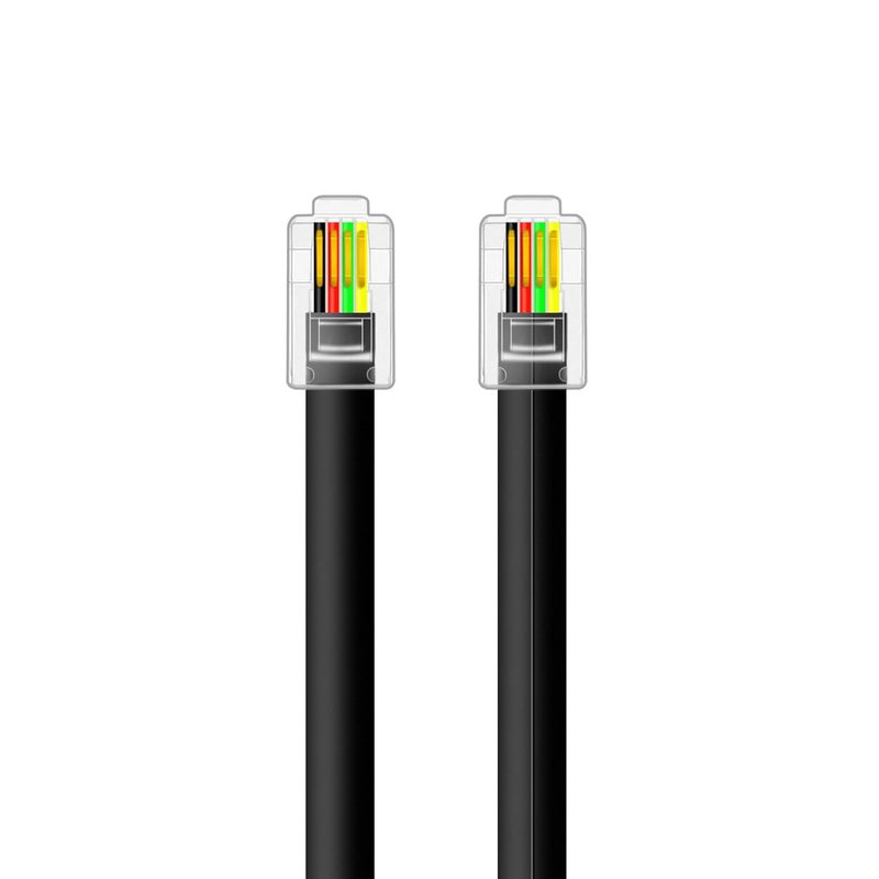 NECABLES حزمة 2 كابل RJ9 قصير 6 بوصة 4P4C كابل هاتف كابل هاتف RJ9 / RJ10 / RJ22 4P4C ذكر إلى ذكر مستقيم للاستخدام في البيانات والصوت أسود - 6 بوصة - Image 2