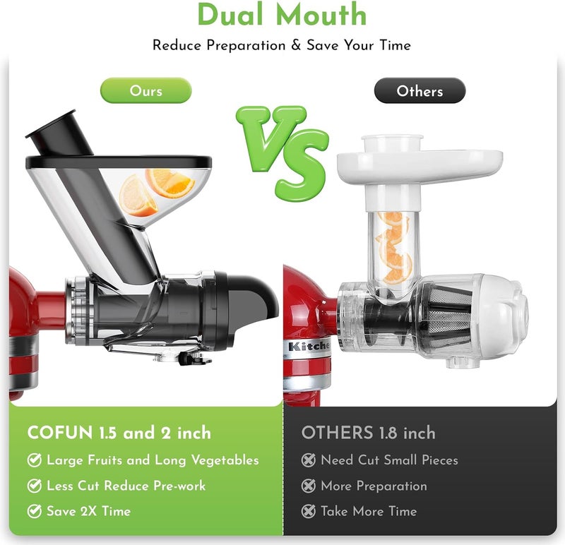 Cofun Juicer for KitchenAid Mixer, Slow Juicer Attachment, Cold Press Juicer Machine with Dual Mouth Feed Chute for KitchenAid Mixer Attachments - Image 5