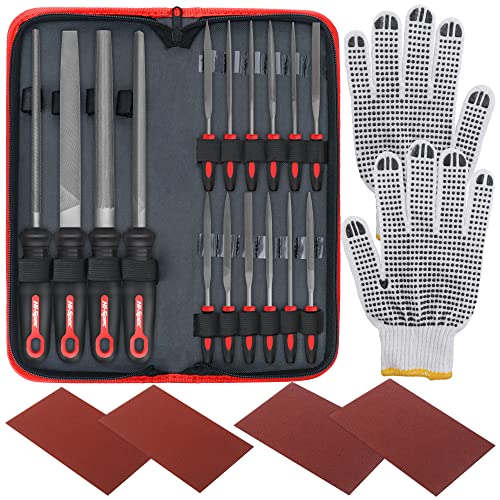 Hi-Spec 16pc Metal Hand and Small Mini Needle Steel File Set in a Carry Case. Fine, Flat, Half, Round and Triangle Files for Crafts, Metal and Wood - Image 1