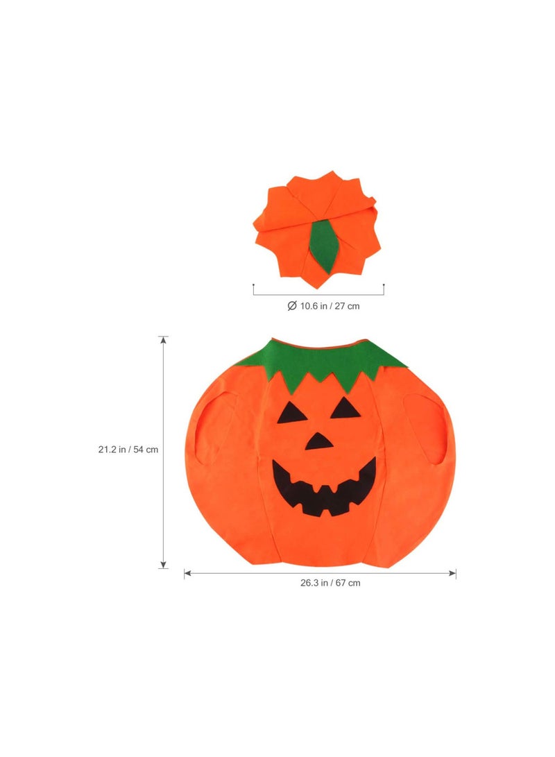 GGOOT Halloween Pumpkin Costume for Kids Funny Childrens Halloween Pumpkin Cloth Non- woven Costume Shirt Clothes with Beanie Hat (Orange) - Image 3