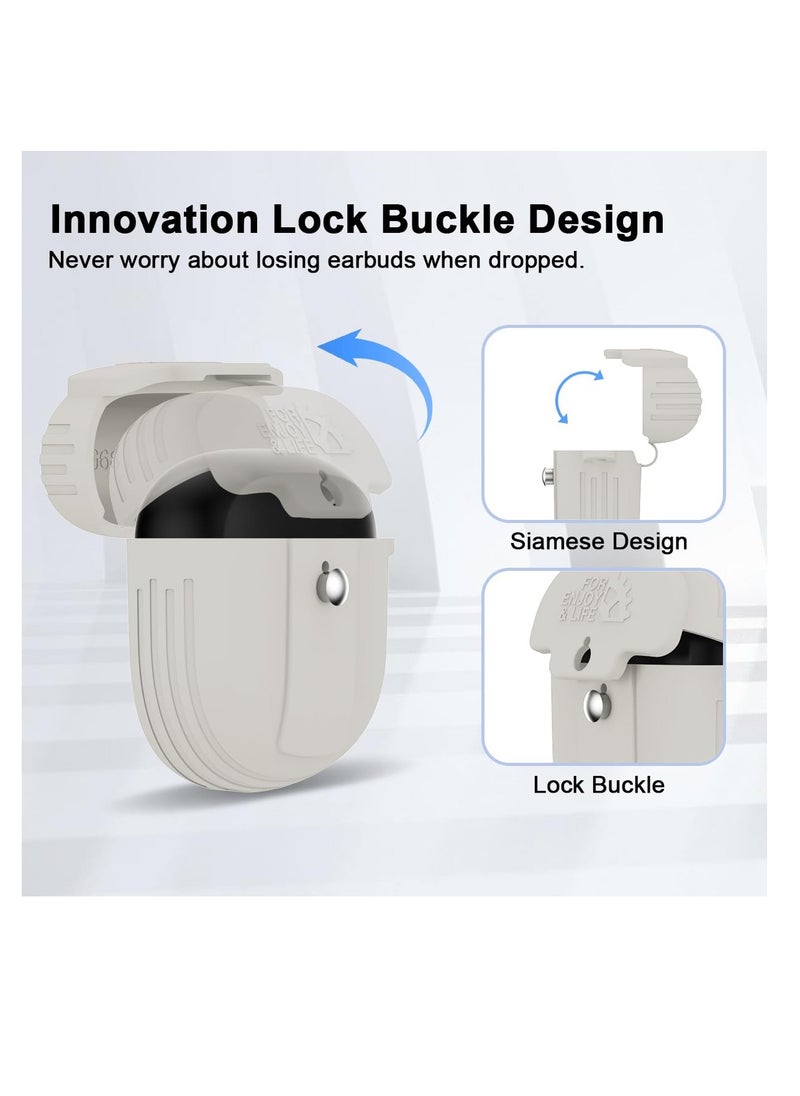 Excefore Case for Bose QuietComfort Earbuds II 2022, Shockproof Protective Skin Sleeve, Silicone Cover with Lanyard and Keychain, for Bose Earbuds ii Case (Off White)  - Image 2