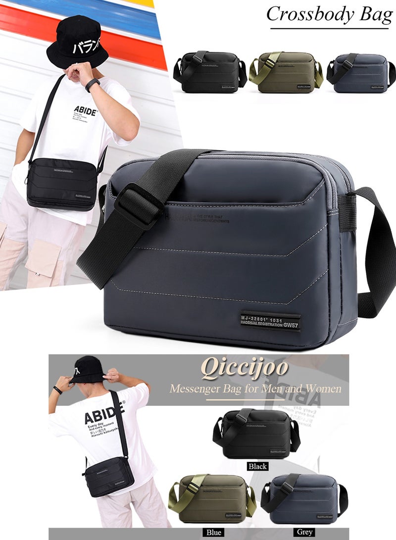 Qiccijoo Messenger Bag Small Crossbody Bags Shoulder Bag for Men or Women Sling Bag Travel Bag for Work Business Satchel Bags Purse(Grey) - Image 2