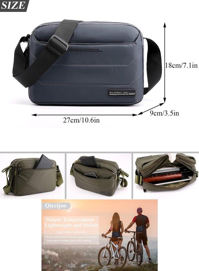 Qiccijoo Messenger Bag Small Crossbody Bags Shoulder Bag for Men or Women Sling Bag Travel Bag for Work Business Satchel Bags Purse(Grey) - Image 3