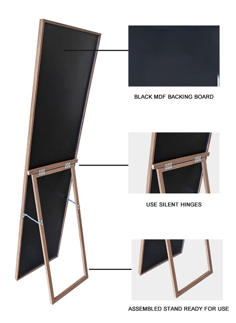 ايست من نون Full Length Mirror 150x40cm with Stand - Perfect for Bedroom & Living Room - Brown - Image 5