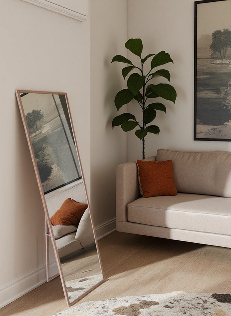 ايست من نون Full Length Mirror 150x40cm with Stand - Perfect for Bedroom & Living Room - Brown - Image 3