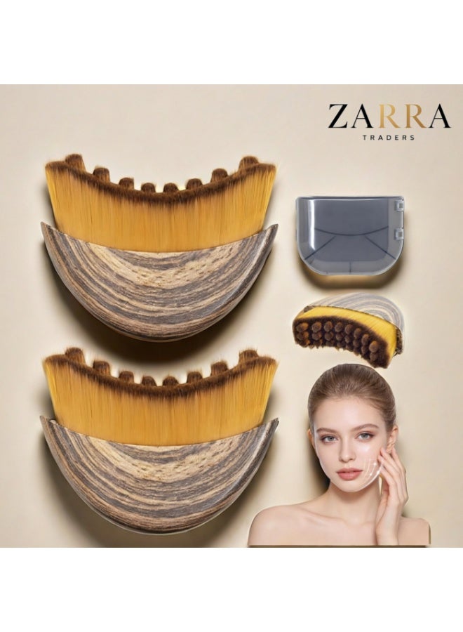 Zarra Traders 2 Lymphatic Contour Face Brush-Facial Dry Brush-Lymphatic Drainage Massager,Soft Dry Brushing Beauty Tool for Jawline, Chin & Facial Sculpting Designed to Fit Precisely (2 pc) - Image 1