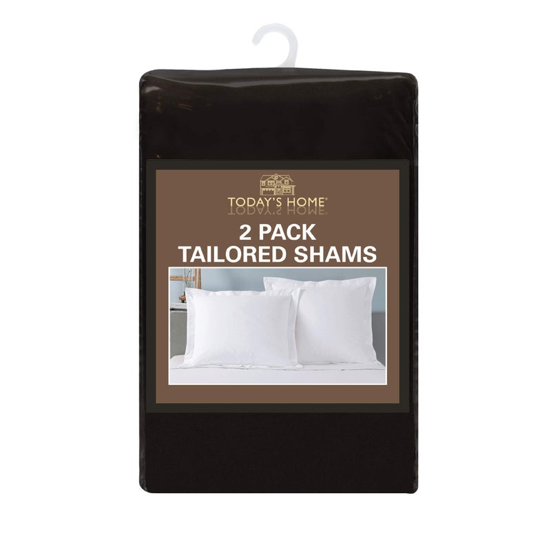TodaysHome Today's Home Basic Cotton Rich Tailored Sham with 2" Flange 2 (Pack), Standard, Black - Image 4