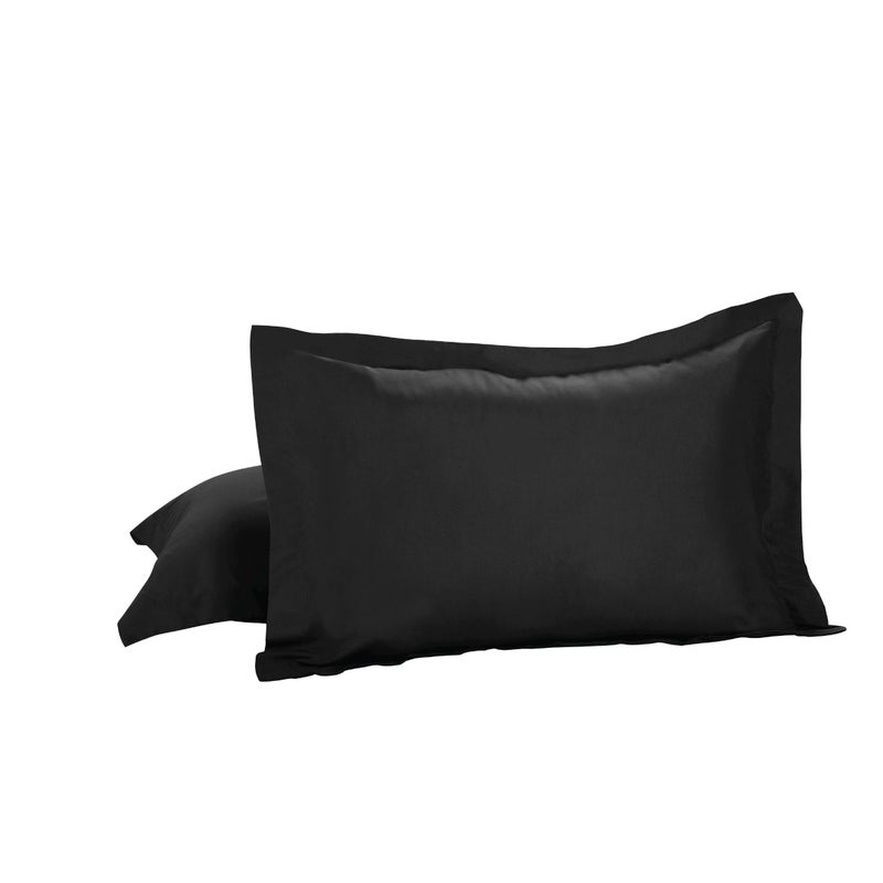TodaysHome Today's Home Basic Cotton Rich Tailored Sham with 2" Flange 2 (Pack), Standard, Black - Image 1