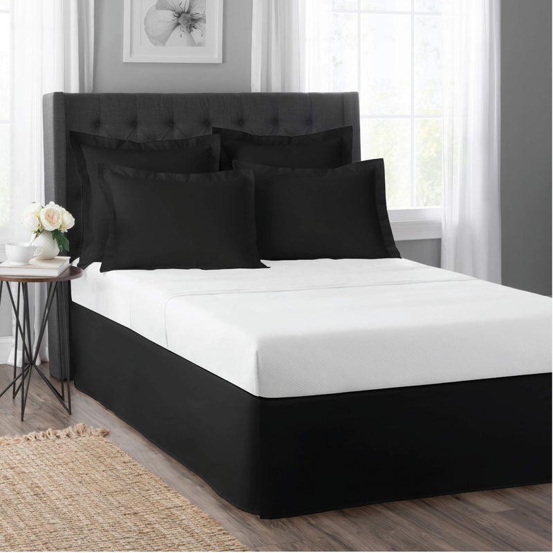 TodaysHome Today's Home Basic Cotton Rich Tailored Sham with 2" Flange 2 (Pack), Standard, Black - Image 2