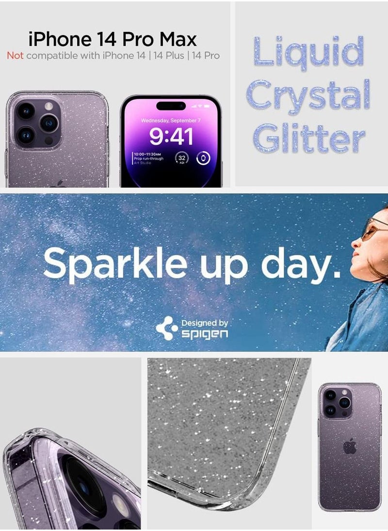Spigen - Liquid Crystal Glitter iPhone 14 Pro Max Case Cover- Crystal Quartz - Image 1