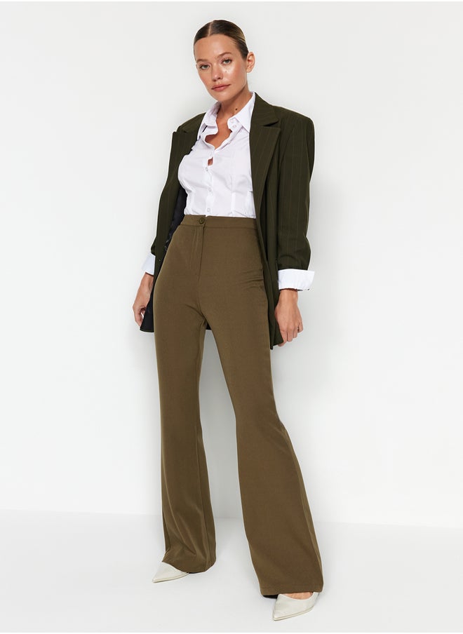 trendyol Khaki Spanish Leg Flare Woven Fabric Trousers TOFAW19BB0581  - Image 2