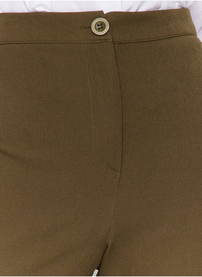 trendyol Khaki Spanish Leg Flare Woven Fabric Trousers TOFAW19BB0581  - Image 5